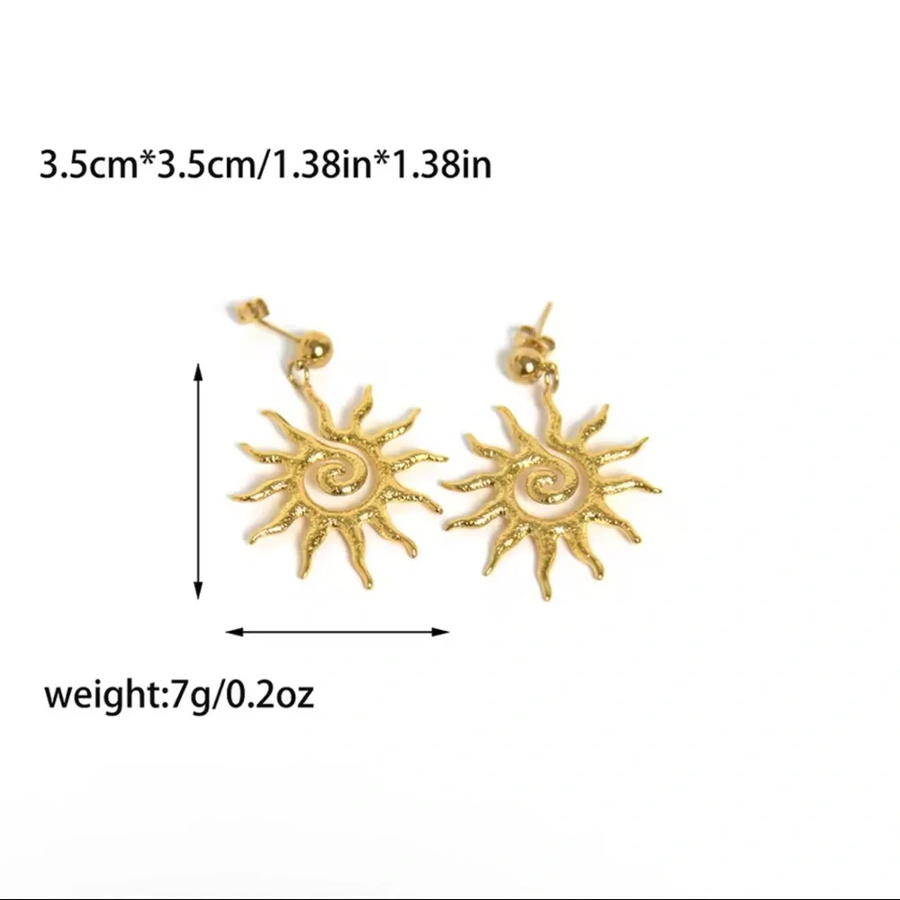 18K Gold Radiant Sun Earrings NEW! - Picture 4 of 13